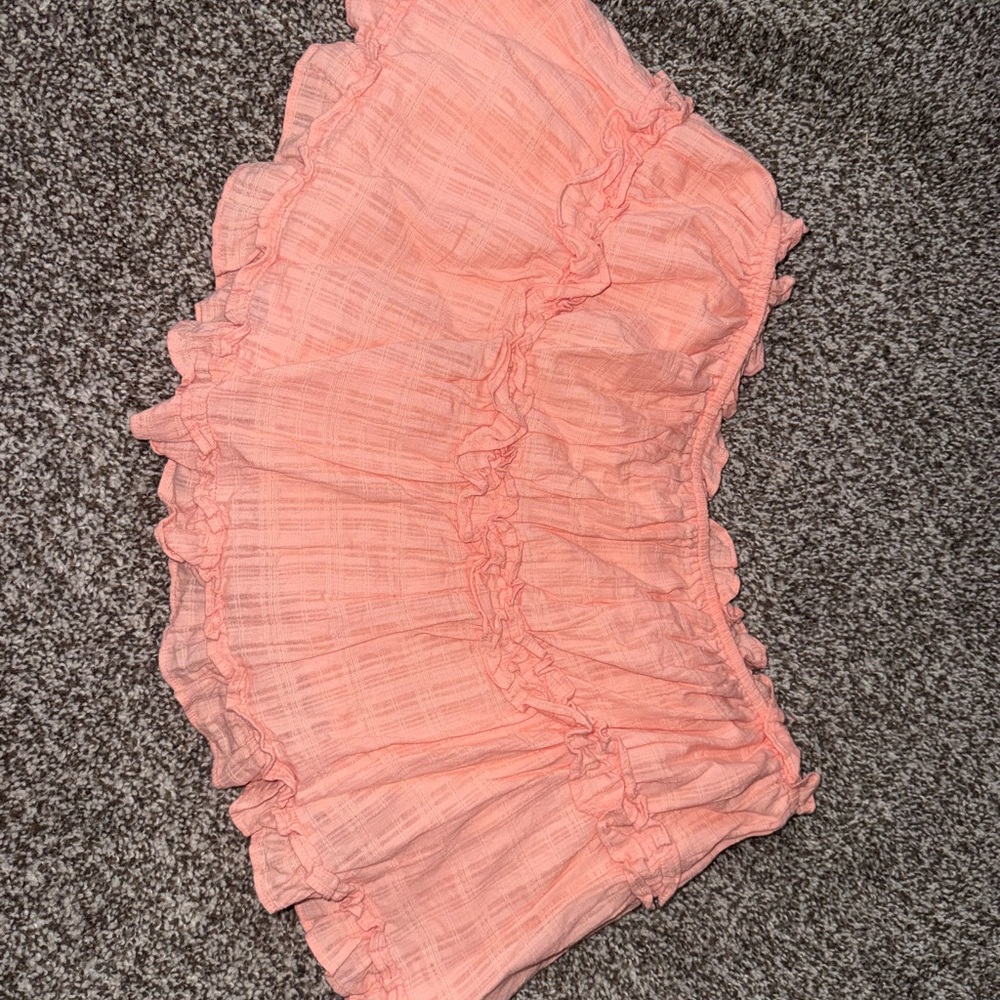 Orange Ruffled Strapless Top